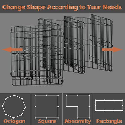 24’’H Dog Playpen, 8 Panels Dog Pens with Bottom Pad, Metal Foldable Pet Puppy Exercise Fence Crate Kennel, Indoor Outdoor Escape Proof Pen for Small Medium Pets (with Bottom pad)