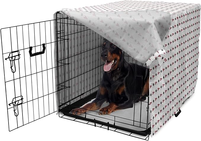 Lunarable Football Dog Crate Cover, Sportss Pennants Balls with Retro Burst Effect Graphic Game, Easy to Use Pet Kennel Cover for Medium Large Dogs, 42 Inch, Maroon Black White