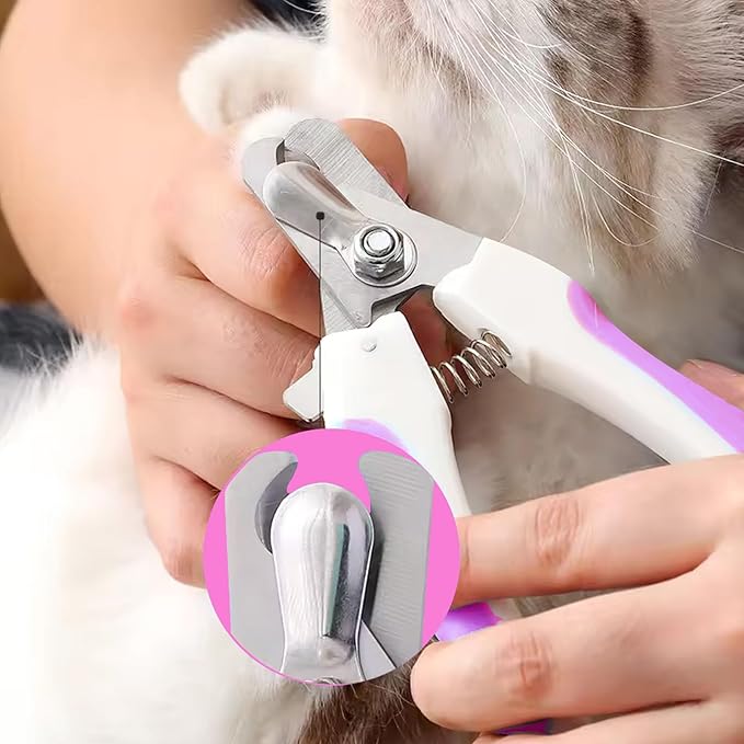 Zoocozy Pet Nail Clippers and File Set - Professional Dog &Cat Nail Trimmer with Safety Guard, for Small Pets Puppies, Kittens, Rabbits with Nail File for Daily Grooming (Pink Colour)