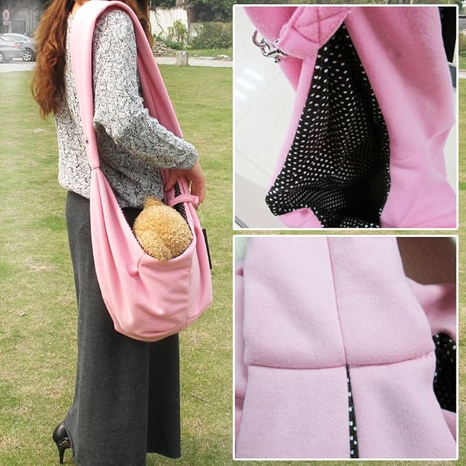 Pet Sling Carrier Bag Travel Tote for Cats Dogs, Up to 16 lbs (Pink)