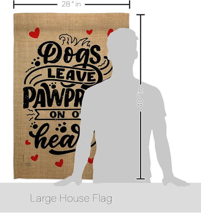 Breeze Decor Leave Pawprints House Flag Pack Dog Puppy Spoiled Paw Canine Fur Pet Nature Farm Animal Creature Vintage Applique Banner Small Garden Yard Gift Double-Sided, Made in USA
