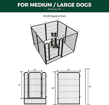 FXW Rollick Dog Playpen for Yard, RV Camping, 40 inch 8 Panels for Medium and Large Dogs│Patented