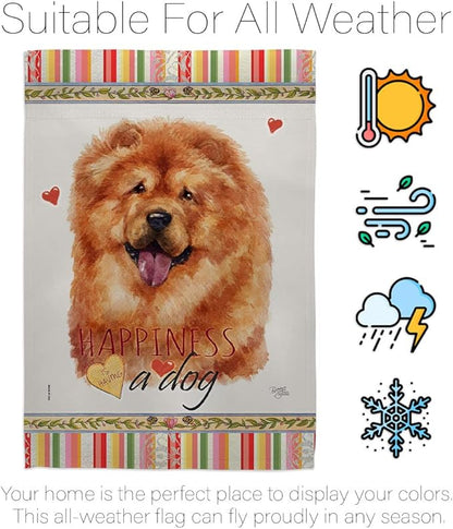 Breeze Decor Chow Happiness Garden House Flag Set Dog Puppy Spoiled Paw Canine Fur Pet Nature Farm Animal Creature Decoration Banner Small Yard Gift Double-Sided, Made in USA