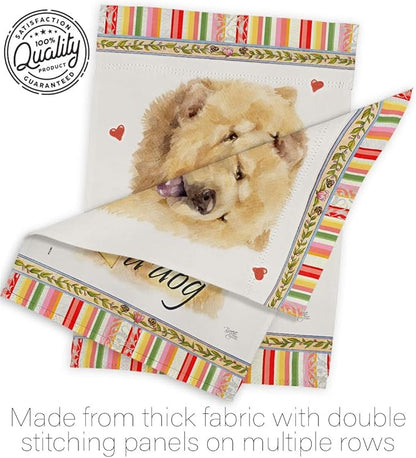 Breeze Decor Cream Chow Happiness House Flag Pack Dog Puppy Spoiled Paw Canine Fur Pet Nature Farm Animal Creature Vintage Applique Banner Small Garden Yard Gift Double-Sided, Made in USA
