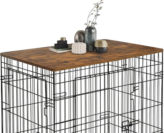 HiCaptain Dog Kennel Wooden Crate Table Topper, Foldable 48 inches Dog Table Top, Durable Decorative Dog Kennel Table Topper for Large Dogs Cage - Vintage Style