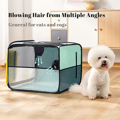 Pet Dog Cat Drying Box | Anti-Hair Flying | Portable Foldable Cat Drying Room | Drying Crate Cage for Small and Medium Dogs (Green)