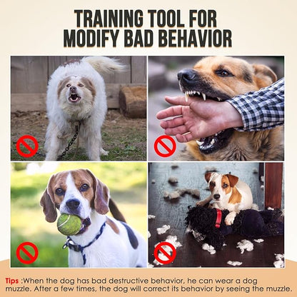 SlowTon Soft Dog Muzzle, Adjustable Padded Nylon Muzzle for Large Medium Dogs Anti Chewing Barking Biting, Allow Dog Pant & Drink（Black,Large