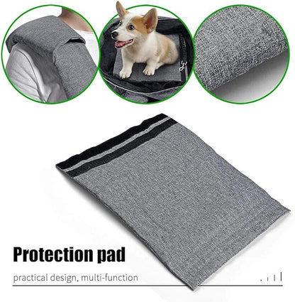 Dog Cat Sling Carrier Adjustable Padded Shoulder Strap with Mesh Pocket for Outdoor Travel (Grey, L - 8 to 15 lbs)