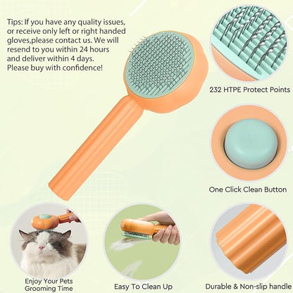 GJEASE Cat Grooming Glove Brush,Self-Cleaning Slicker Pet Brush for Short and Long Haired Pets,Dog Bath Brush for Shedding and Grooming,Removes Loose Hair and Tangles,Promote Circulation