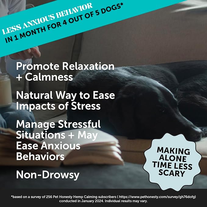Pet Honesty Hemp Calming Chews for Dogs - Dog Anxiety Relief, Dog Calming Treats with Hemp + Valerian Root, Melatonin for Dogs - Helps Aid with Thunder, Fireworks, Chewing & Barking (Beef Liver 90 ct)