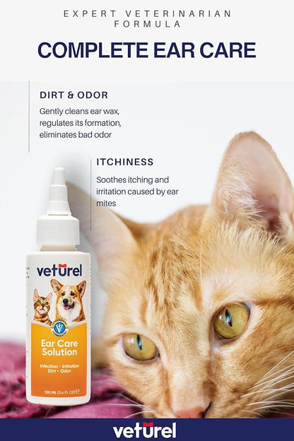 Gentle Dog Ear Care - Dog Ear Odor - Dog Ear Cleaner - Ear Wash for Dogs - Cat and Dog Ear Cleaning Solution - Soothes Itchy Ears - Removes Ear Wax - Cat Ear Care 3.4 oz