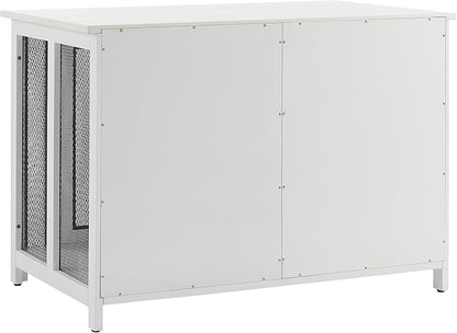 Crosley Furniture Dane Credenza Console Table Dog Crate Kennel for Pets, White