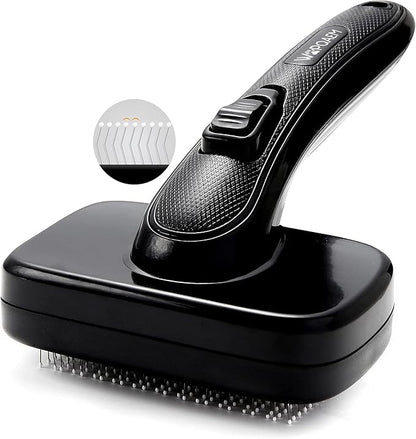 Pet Self Cleaning Slicker Brush for Grooming & Shedding Small Medium Large Dog Cat - Remove Loose Fur, Knot, Undercoat. Suitable for Long Short Hair Lengths sensitive Animals, Black