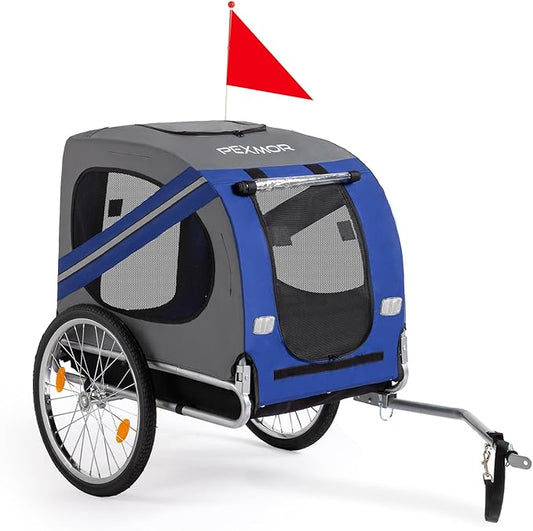 PEXMOR Dog Bike Trailer, Folding Pet Dog Trailer Cart for Bicycle, Bike Cargo Wagon Carrier w/Universal Hitch & 20" Wheel