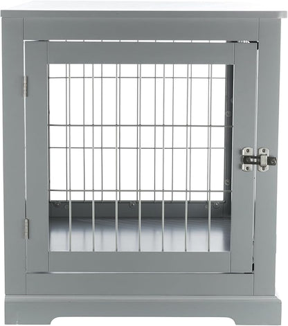 TRIXIE 32.7" Indoor Dog Crate, Wooden Crate Table for Dogs Up to 50 lb, Medium Dog Kennel, Perfect in Any Room, Gray