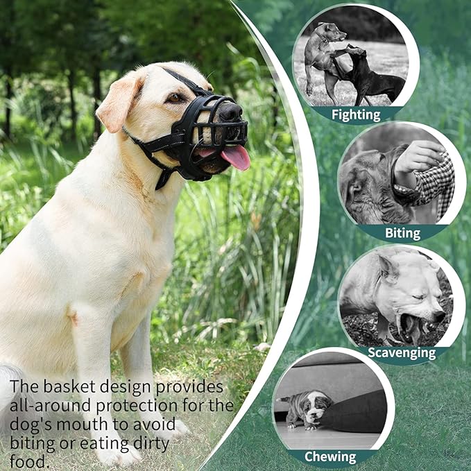 BARKLESS Dog Muzzle, Silicone Basket Muzzle for Small Medium Large Dogs, Soft Cage Muzzle Prevent Biting Chewing, Allow Drinking Panting, Suitable for German Shepherd