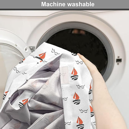 Lunarable Sail Boat Dog Crate Cover, Abstract Boat Waves Cartoon Drawing Style Geometric Pattern, Easy to Use Pet Kennel Cover for Small Dogs Puppies Kittens, 18 Inch, Salmon Black Grey