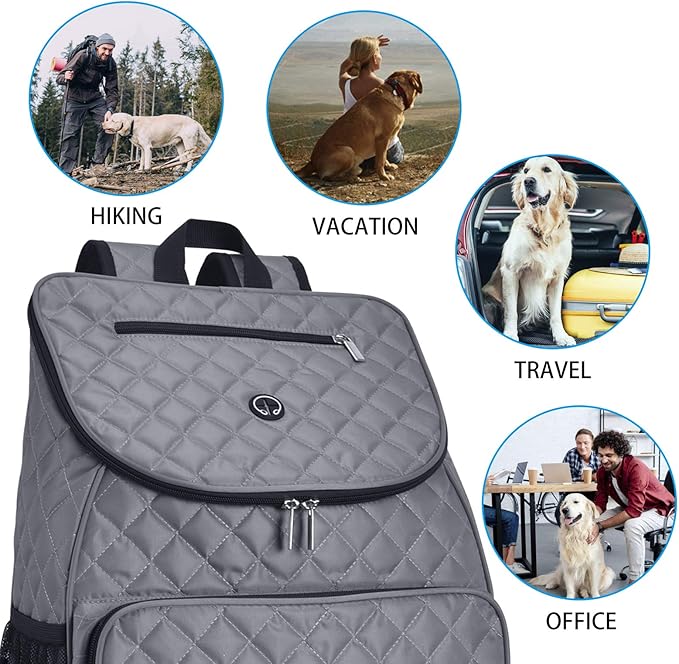 BAGLHER Dog Travel Bag,Airline Approved Pet Supplies Backpack, Dog Travel Backpack with 2 Silicone Collapsible Bowls and 2 Food Baskets.