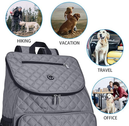 BAGLHER Dog Travel Bag,Airline Approved Pet Supplies Backpack, Dog Travel Backpack with 2 Silicone Collapsible Bowls and 2 Food Baskets.
