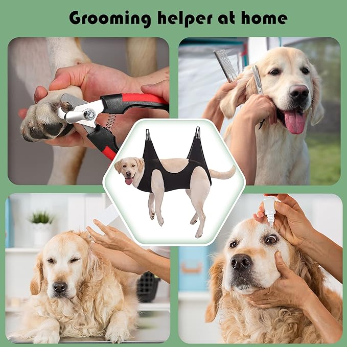 Guzekier Dog Grooming Hammock for Trim Nail, Dog Sling for Grooming, Dog Hammock Restraint Bag with Nail Clippers/Trimmer, Nail File, Pet Comb,Ear/Eye Care