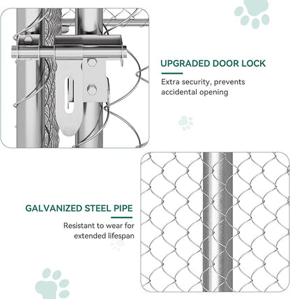 YITAHOME Outdoor Dog Kennel with Rotating Feeder Bowls, 7.5'x7.5' Outdoor Dog Enclosure with Roof, Heavy Duty Dog Cage for Medium Large Dogs