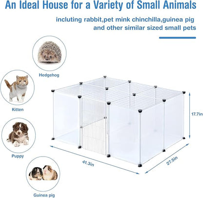 BRIAN & DANY Pet Plastic Playpen, Play Pen Indoor for Kitten, Hamster, Rabbit, Guinea Pig, Clear Enclosure Fence, 17.7 X 13.7 inches, 18 Panels
