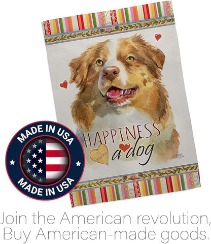 Breeze Decor Yellow Australian Shepherd Happiness Garden House Flag-Kit Dog Puppy Spoiled Paw Canine Fur Pet Nature Farm Animal Creature Banner Small Yard Gift Double-Sided, Made in USA
