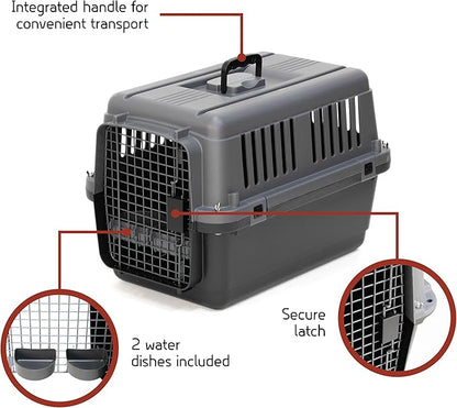 SportPet Designs Plastic Airline Approved Kennels Wire Door Travel Dog Crate, Small (No Wheels)