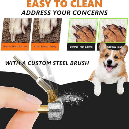 LENONG Diamond Dog Nail Grinder Heads with 7-Grooves, Anti-Clogging & Fast Cooling Pet Nail Grinder Bits for Pet Claw Care with Steel Brush for Casfuy and Most Brands (2pcs 60#)