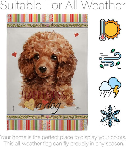 Breeze Decor Miniature Poodle Happiness Garden House Flag-Kit Dog Puppy Spoiled Paw Canine Fur Pet Nature Farm Animal Creature Decoration Banner Small Yard Gift Double-Sided, Made in USA