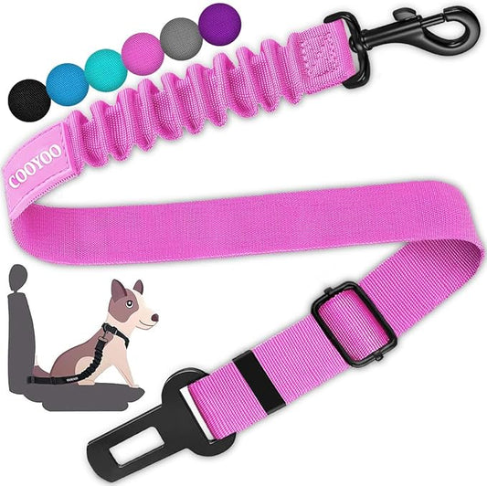 COOYOO Dog Seat Belt,3 Piece Set Retractable Dog Car Harness Adjustable Dog Seat Belt for Vehicle Nylon Pet Safety Seat Belts Heavy Duty & Elastic