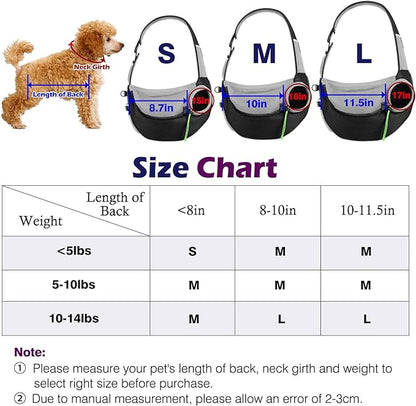 Pawaboo Pet Dog Sling Carrier, Hand Free Drawstring Dog Papoose with Adjustable Strap, Breathable Mesh Bag for Puppy Cat, Crossbody Satchel Dog Purse with Pocket for Outdoor Travel, Black, Small