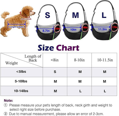 Pawaboo Pet Dog Sling Carrier, Hand Free Drawstring Dog Papoose with Adjustable Strap, Breathable Mesh Bag for Puppy Cat, Crossbody Satchel Dog Purse with Pocket for Outdoor Travel, Black, Large