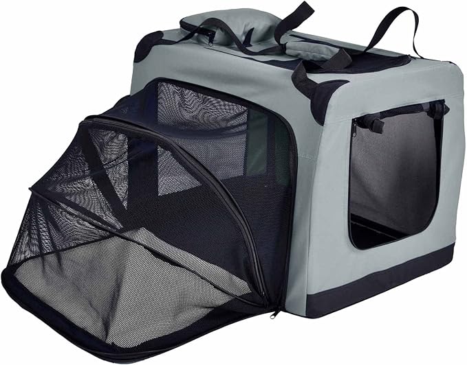 Pet Life Hounda Accordion Metal Framed Soft Folding Expandable Dog Crate - Collapsible Folding Pet Crate or Dog Kennel with Triple Expansion Room Large