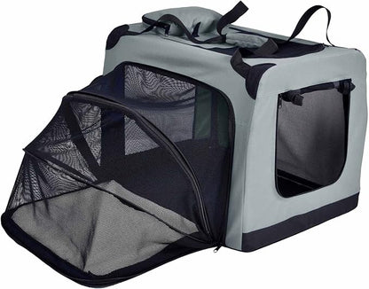 Pet Life Hounda Accordion Metal Framed Soft Folding Expandable Dog Crate - Collapsible Folding Pet Crate or Dog Kennel with Triple Expansion Room Large