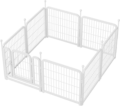 24" H Dog Crate Dog Playpen 8 Panels Furniture Heavy Duty Dog Fence Door with Side Openings,for Large Medium Small Dogs Indoor Outdoor Foldable Pet Exercise Pen,White