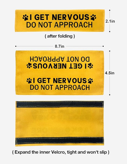 I get Nervous Do Not Approach Dog Leash Sleeve, Yellow Training Alert Dog Tags Dog Leash Sleeve Alert Hanging ID Patch Tag, Pet Dog Birthday Service Dog Leash Gift for Dog Owners