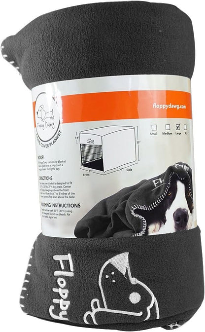 Floppy Dawg Crate Cover. Fits 42 Inch Dog Crates or Smaller. Easy to Put On, Take Off, and Adjust. Doubles as a Comfy Blanket. Slate Gray Lightweight and Breathable Polar Fleece