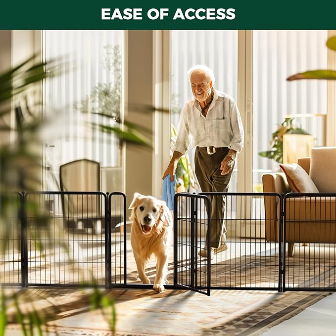 FXW Homeplus Dog Playpen for Indoor Use - Stress-Free and Safe Play, Heavy Duty 32 Inch 16 Panels Dog Pen for Small and Medium Dogs, Black│Patented