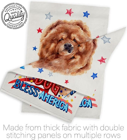 Breeze Decor Patriotic Red Chow House Flag Pack Dog Puppy Spoiled Paw Canine Fur Pet Nature Farm Animal Creature Embroidery Decoration Banner Small Garden Yard Gift Double-Sided, Made in USA