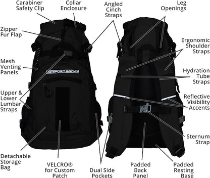 K9 Sport Sack | Dog Carrier Adjustable Backpack (Small, Plus 2 - Jet Black)