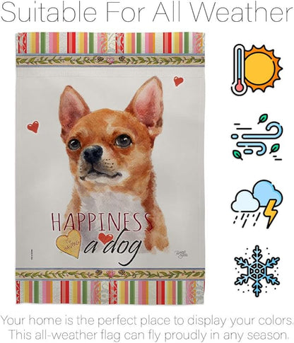 Breeze Decor Shorthair Chihuahua Happiness Garden House Flag-Kit Dog Puppy Spoiled Paw Canine Fur Pet Nature Farm Animal Creature Decoration Banner Small Yard Gift Double-Sided, Made in USA