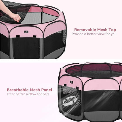 A4Pet Dog Playpen, Pet Playpen Indoor/Outdoor - Portable, Foldable Design - Ideal for Puppies, Kittens, and Small Animals - Removable Zipper & Collapsible Travel Bowl