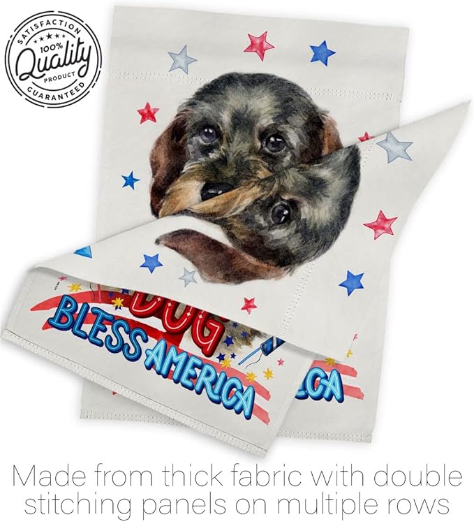 Breeze Decor Patriotic Wire Haired Dachshund Garden House Flag-Kit Dog Puppy Spoiled Paw Canine Fur Pet Nature Farm Animal Creature Decoration Banner Small Yard Gift Double-Sided, Made in USA
