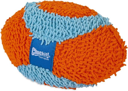 Chuckit! Indoor Fetch Fumbler Dog Toy - Soft Pet Toy for Dogs - Made with Durable, Lightweight, Plush Chenille Fabric - Great Alternative to Balls - 9.5-inch Diameter - Orange and Blue