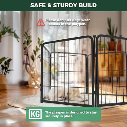FXW Homeplus Dog Playpen for Indoor Use - Stress-Free and Safe Play, Heavy Duty 24 Inch 4 Panels Dog Pen for Puppies and Small Dogs, Black│Patented