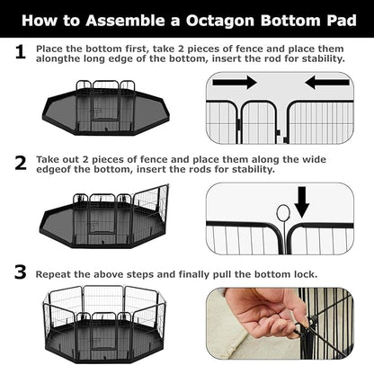 PJYuCien Dog Playpen Bottom Pad,Fits 32 Inch Width 8 Panels Regular Octagon Metal Exercise Pet Playpen,Black (Note:Playpen Not Included !!!)