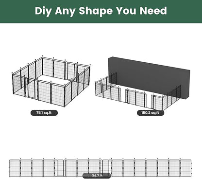 Gardner Pet Dog Playpens, 40" H 16 Panels Dog Pen Outdoor/Indoor Dog Fence Exercise Pen for Small/Medium/Large Dogs, Foldable Pet Play Yard Gate with Gravity Automatic Lock, Pet Playpen, Black