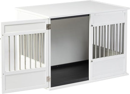 New Age Pet Horizon Pet Crate - Durable ECOFLEX with Stainless Steel Spindles, Bone-Shaped Latches, Easy Access Door, Stylish Design, 10-Year Warranty, Available in 3 Sizes & 2 Colors