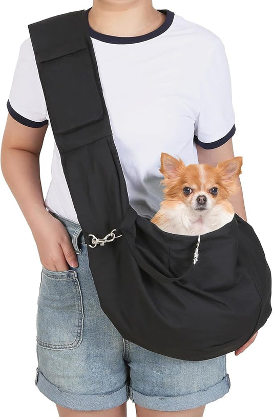 Dog Cat Sling Pouch Carrier Bag, Adjustable Strap Comfortable Safe Portable Hands Free Pet Outdoor Travel Bag, Fit Small & Medium Puppy Dog Cat